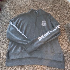 Grey PINK quarter zip pullover